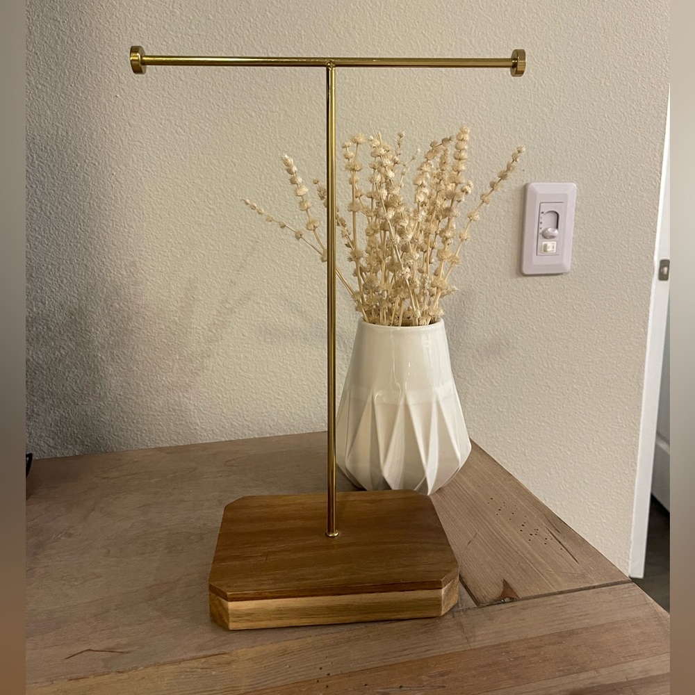 Wooden + Gold Jewelry Holder